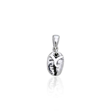 Letter Y on Coffee Bean Silver Pendant TP394 - Jewelry